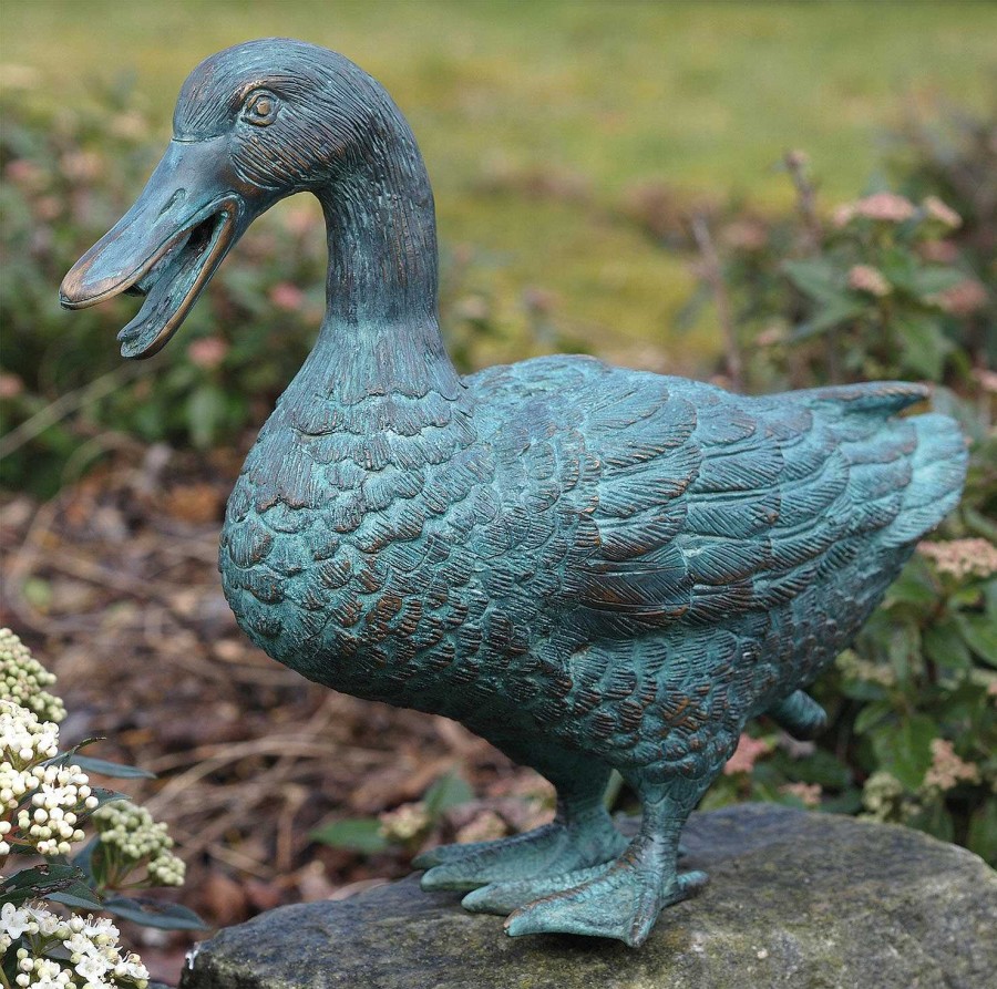 ars mundi Gartenskulptur / Wasserspeier "Ente", Bronze Wasserspeier & Brunnen