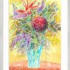 Ansgar Skiba Bild "Blumenstraus In Hellblauer Vase" (2016-2017) (Original / Unikat), Gerahmt Aquarelle