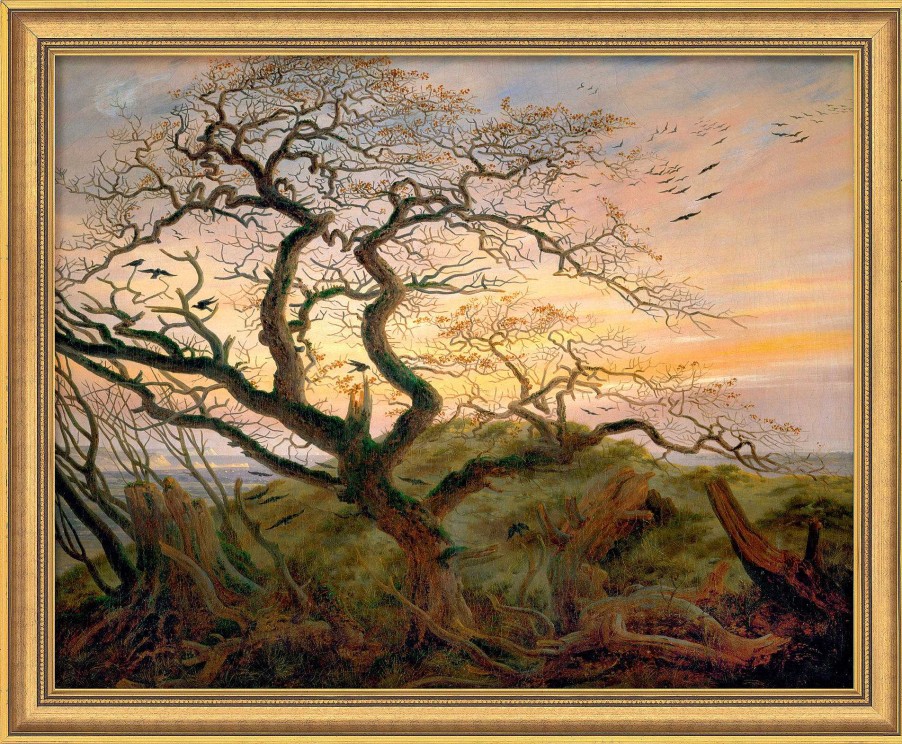 Caspar David Friedrich Bild "Baum Mit Raben", Gerahmt Romantik