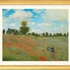 Claude Monet Bild "Les Coquelicots A Argenteuil (Das Mohnfeld Bei Argenteuil)" (1873), Version Goldfarben Gerahmt Landschaft