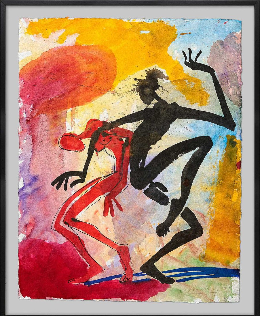 Helge Leiberg Bild "Anlehnen Ii" (2010) (Original / Unikat), Gerahmt Aquarelle