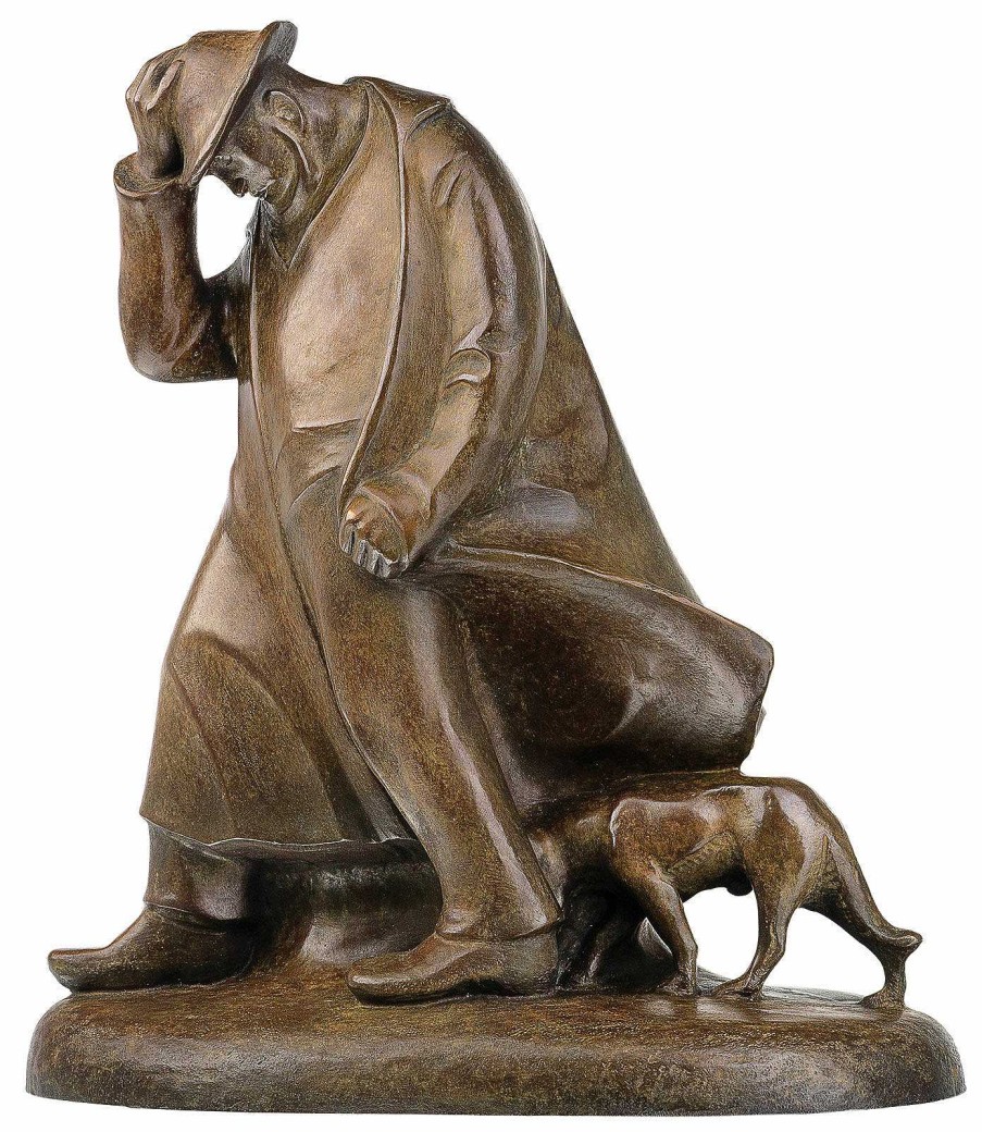 Ernst Barlach Skulptur "Schafer Im Sturm" (1908), Reduktion In Bronze Statuetten