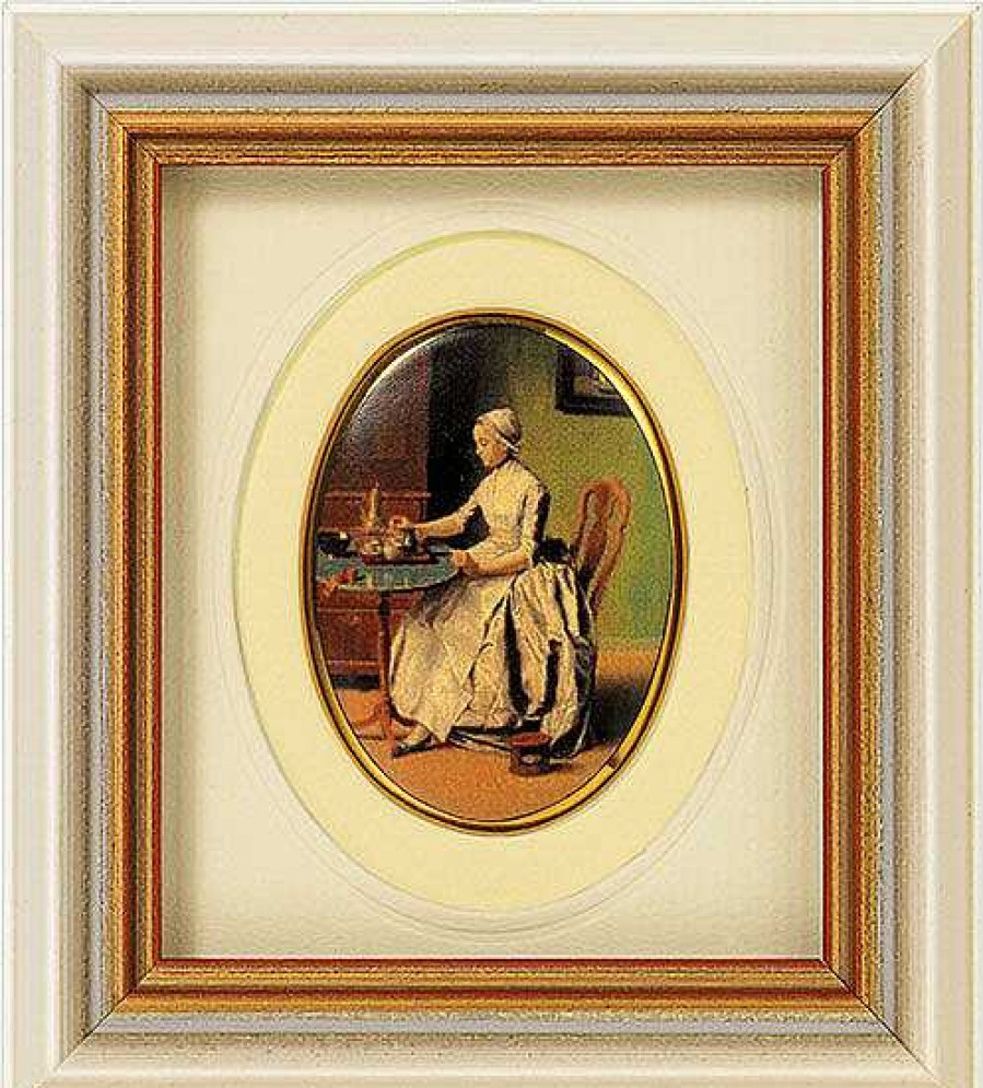 Jean-Étienne Liotard Miniatur-Porzellanbild "Schokolade Trinkende Dame" (Um 1744), Gerahmt Porzellanbilder