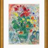 Marc Chagall Bild "Bouquet De Renoncules" (1968), Version Goldfarben Gerahmt Klassische Moderne