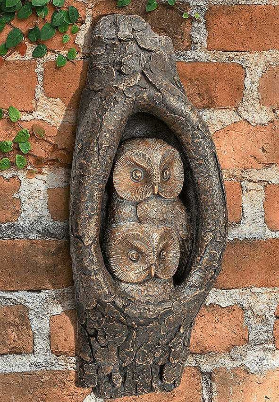 ars mundi Gartenobjekt / Wandskulptur "Kauzenpaar", Bronze Wandobjekte