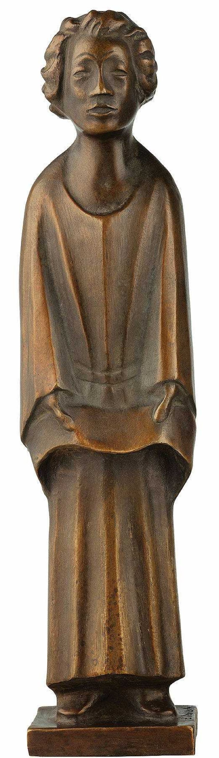 Ernst Barlach Skulptur "Der Sanger (Singender Klosterschuler)" (1931), Reduktion In Bronze 20. Jahrhundert