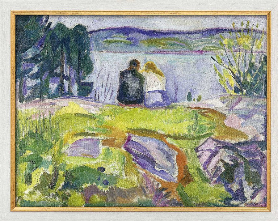 Edvard Munch Bild "Fruhling (Liebespaar Am Ufer)" (1911-13), Gerahmt Expressionismus