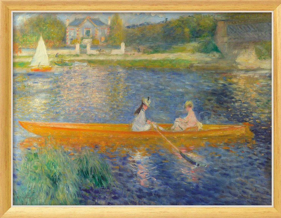 Auguste Renoir Bild "Das Ruderboot (La Yole)" (1875), Version Goldfarben-Weis Gerahmt Genreszenen