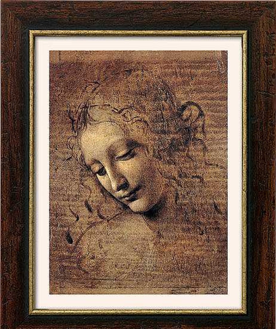 Leonardo da Vinci Bild "Frauenkopf" (Um 1508), Gerahmt Renaissance