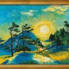 Max Pechstein Bild "Aufgehende Sonne" (1933), Version Goldfarben Gerahmt Landschaft