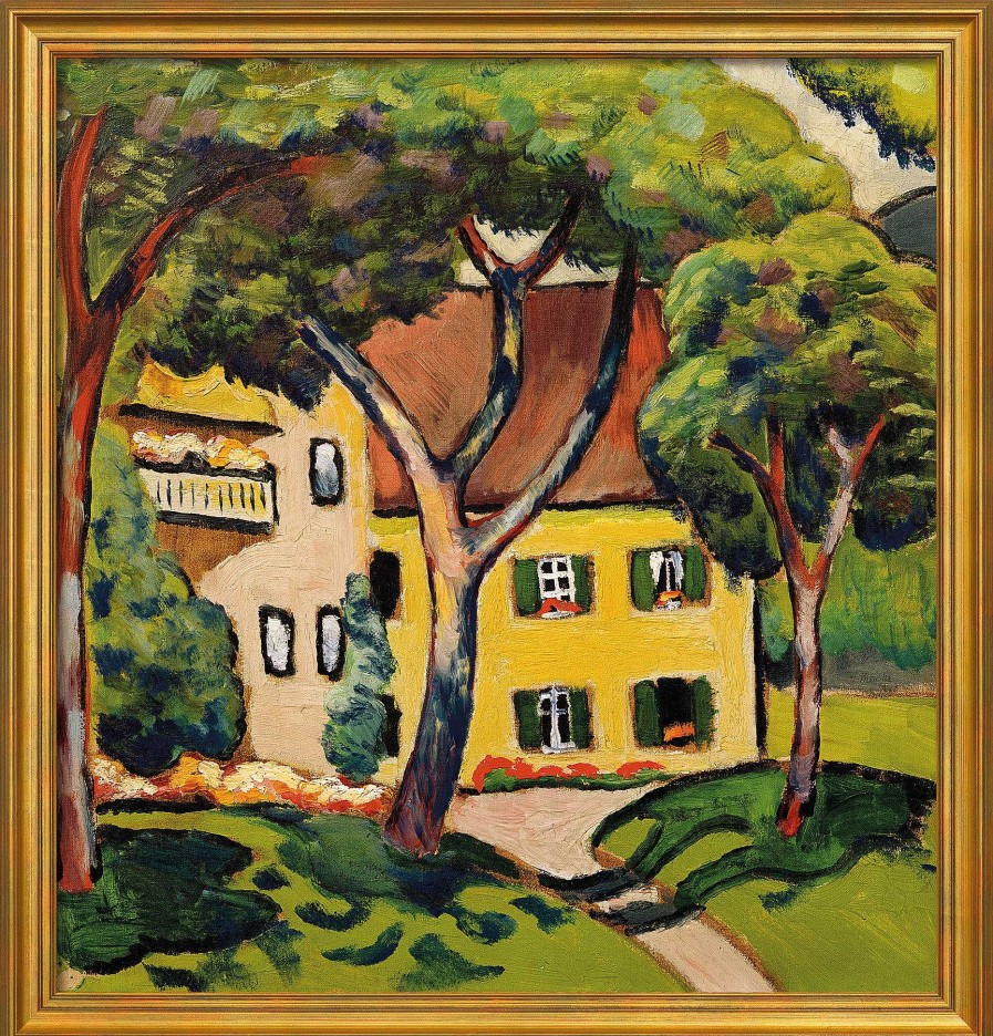 August Macke Bild "Staudacherhaus In Tegernsee" (1910), Version Goldfarben Gerahmt Stadt Und Architektur