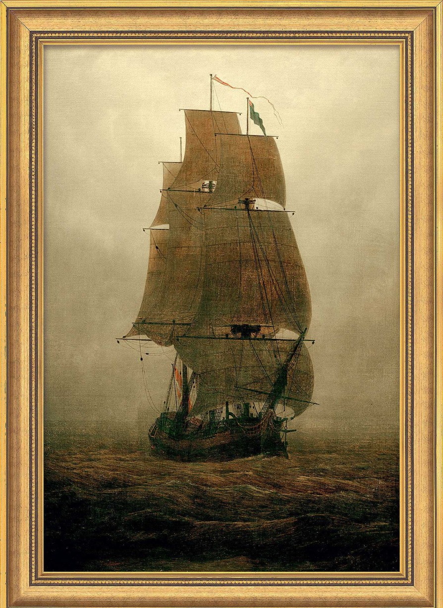 Caspar David Friedrich Bild "Segelschiff Im Nebel" (1815), Gerahmt Romantik