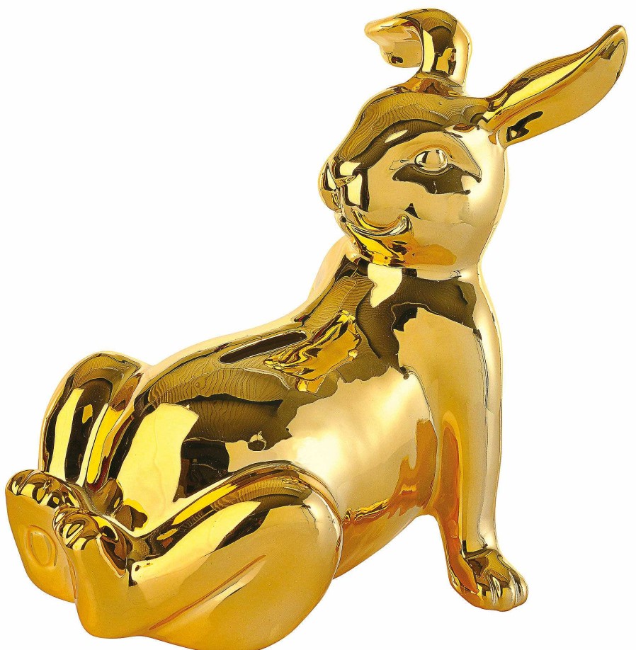 Pols Potten Spardose "Golden Bunny", Porzellan Goldfarben Glasiert Deko-Objekte