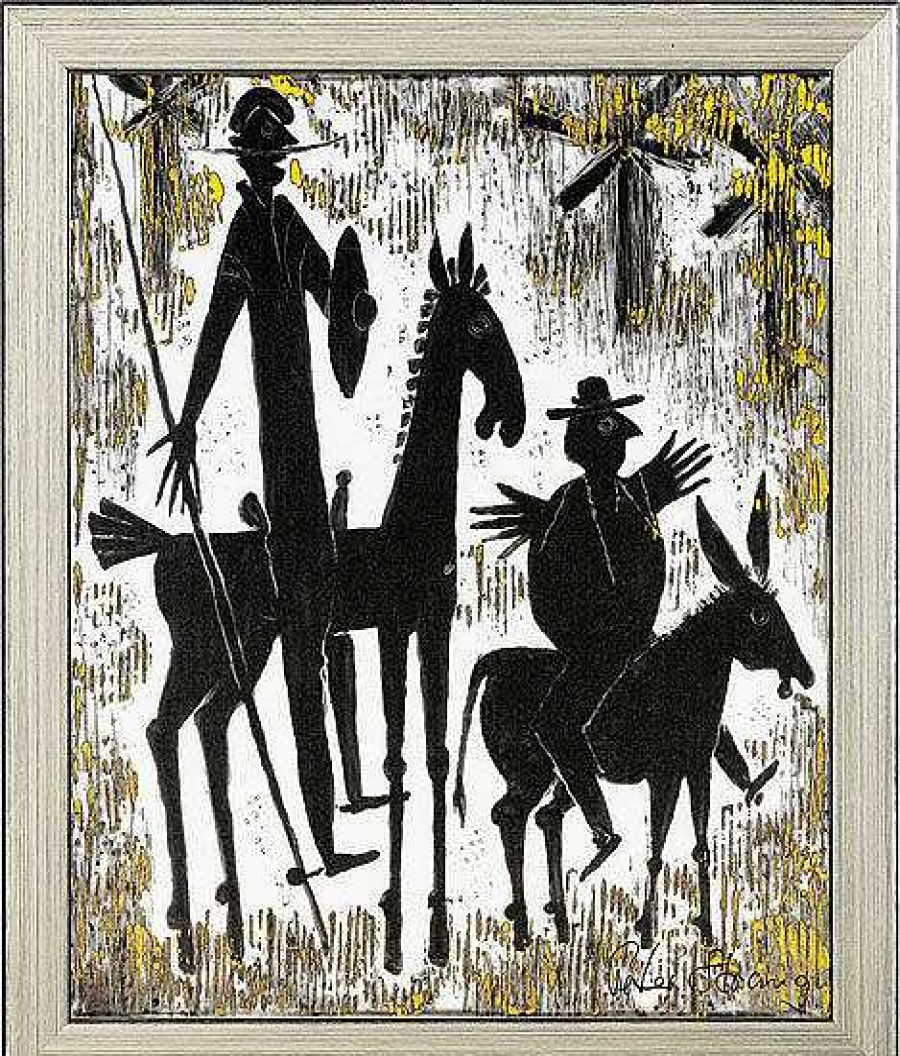 Peter Strang Porzellanbild "Don Quichotte Und Sancho Pansa", Gerahmt Porzellanbilder