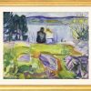 Edvard Munch Bild "Fruhling (Liebespaar Am Ufer)" (1911-13) - Aus "Jahreszeiten-Zyklus", Version Goldfarben Gerahmt Landschaft