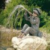 ars mundi Gartenskulptur / Wasserspeier "Flotenspielender Hans Im Gluck" (Version Mit Stein), Bronze Wasserspeier & Brunnen