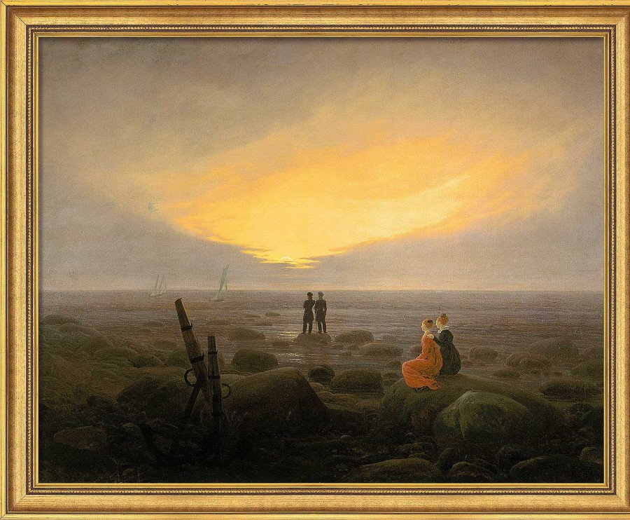 Caspar David Friedrich Bild "Mondaufgang Am Meer" (1821), Gerahmt Romantik