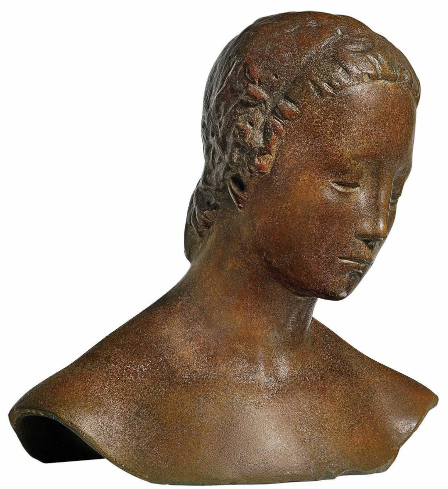 Wilhelm Lehmbruck Buste "Gesenkter Frauenkopf" (1910), Version In Bronze 20. Jahrhundert