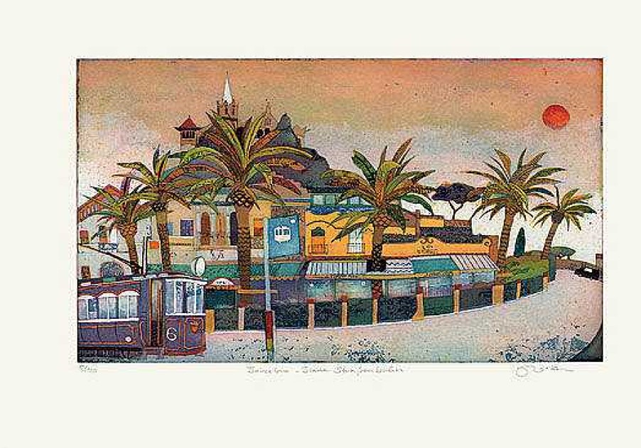 Jutta Votteler Bild "Barcelona - Blaue Strasenbahn" (2011), Ungerahmt Druckgrafiken