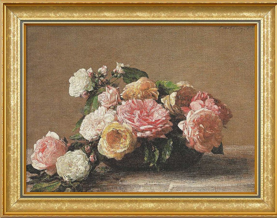 Henri Fantin-Latour Bild "Roses Dans Une Coupe - Rosen In Der Schale" (1882), Gerahmt Stillleben