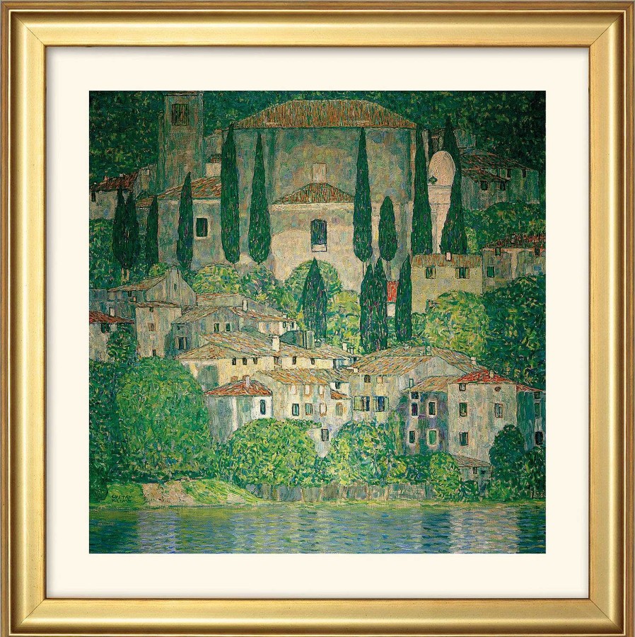 Gustav Klimt Bild "Kirche In Cassone Am Gardasee" (1913), Gerahmt Jugendstil / Art Deco