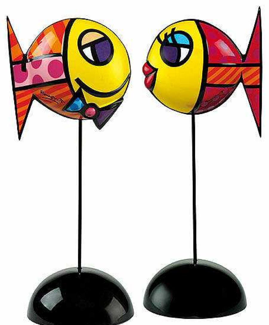 Romero Britto 2 Porzellanfische "Deeply In Love I + Ii" Im Set Schreibtischaccessoires