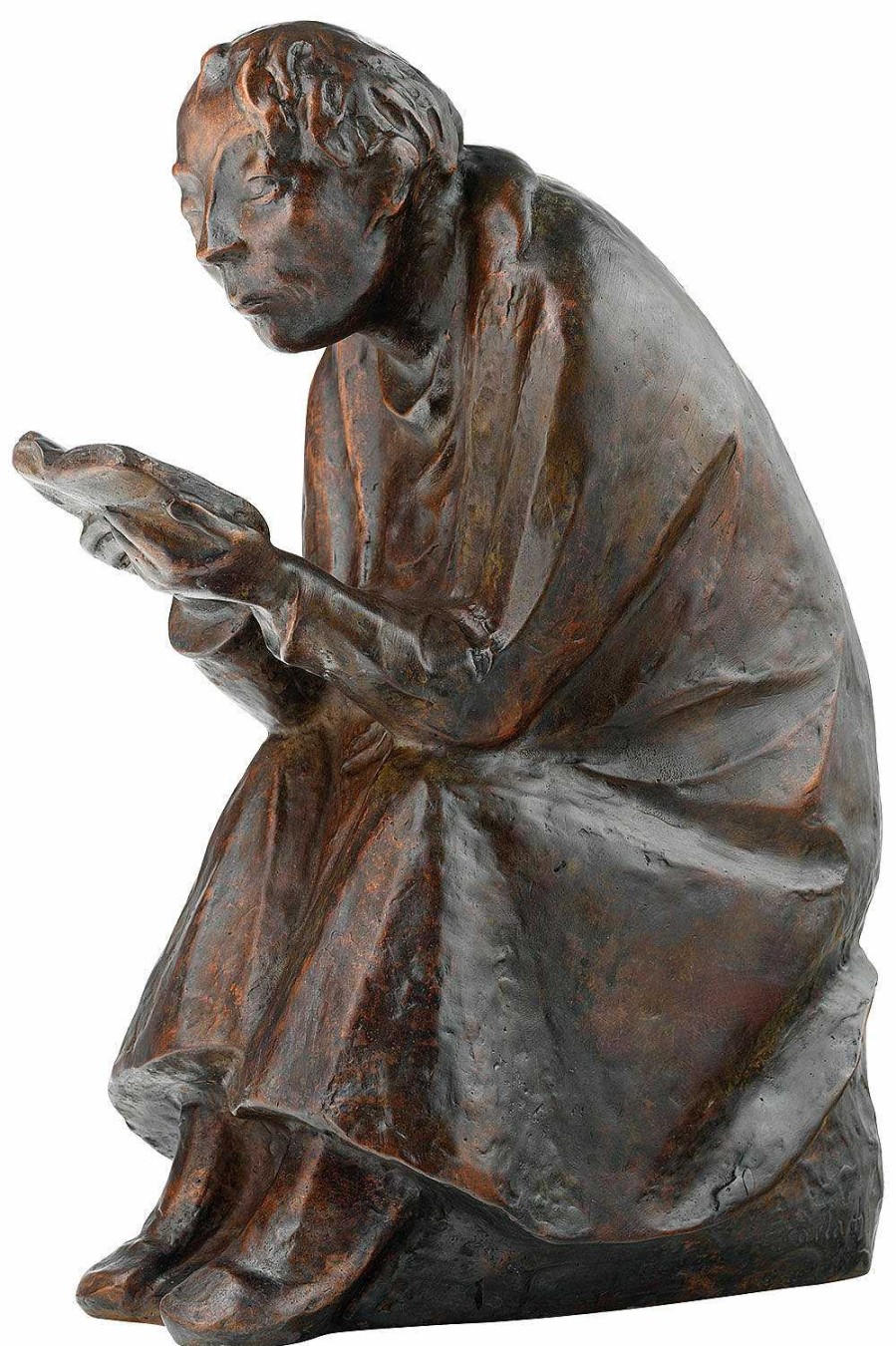 Ernst Barlach Skulptur "Der Buchleser" (1936), Reduktion In Bronze, Hohe 41 Cm 20. Jahrhundert