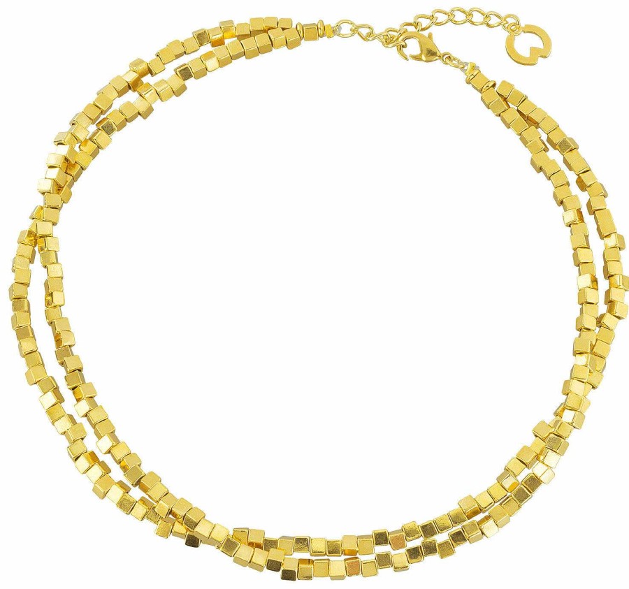 Petra Waszak Collier "Quadrados De Oro" Vergoldeter Schmuck