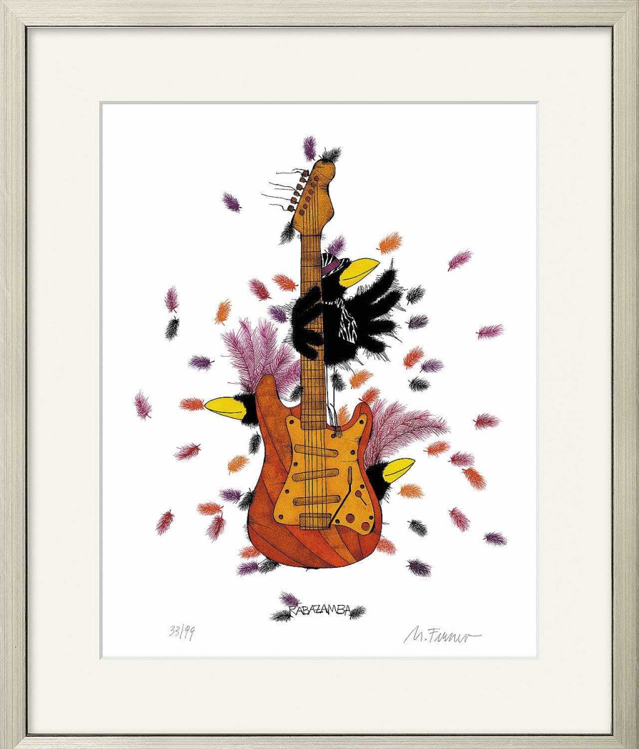 Michael Ferner Bild "Rabazamba Guitar" (2021), Gerahmt Humor / Karikatur