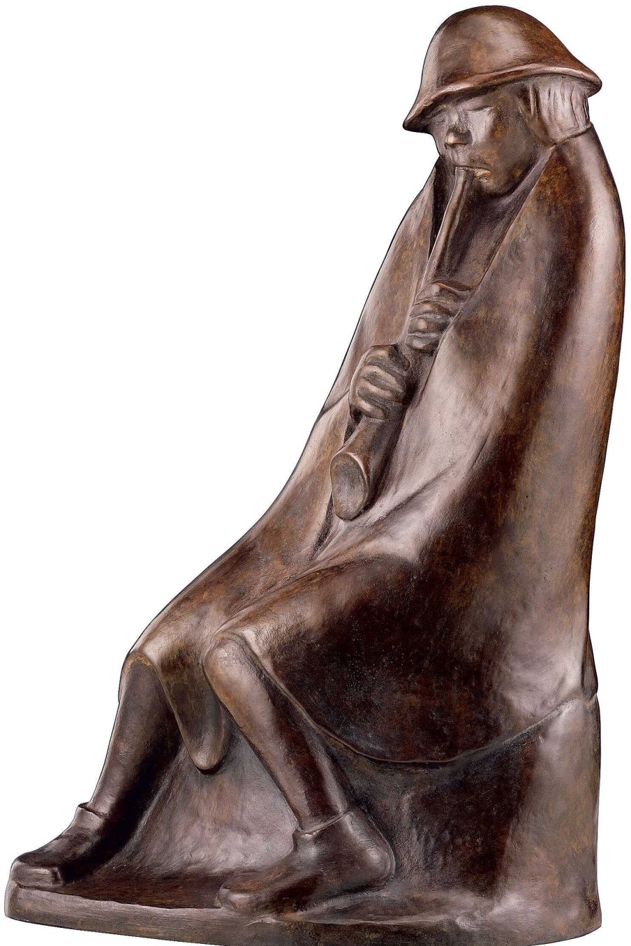 Ernst Barlach Skulptur "Der Flotenblaser" (1936), Reduktion In Bronze 20. Jahrhundert