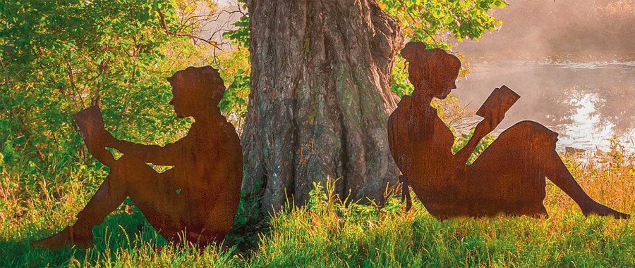 ars mundi 2 Gartenfiguren / Silhouetten "Lesendes Paar" Im Set Sonstige Gartenaccessoires