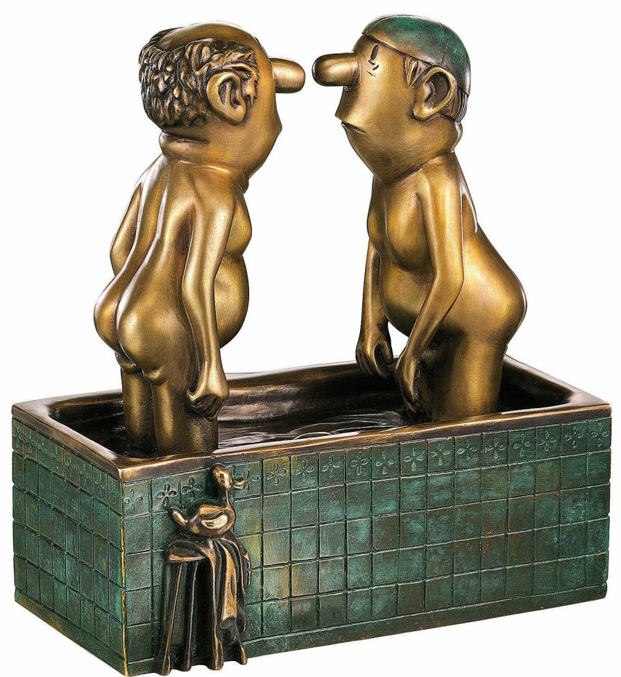 Loriot Skulptur "Herren Im Bad", Bronze Humor / Karikatur