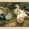 Alexander Koester Bild "Enten Am Seerosenteich", Gerahmt Romantik