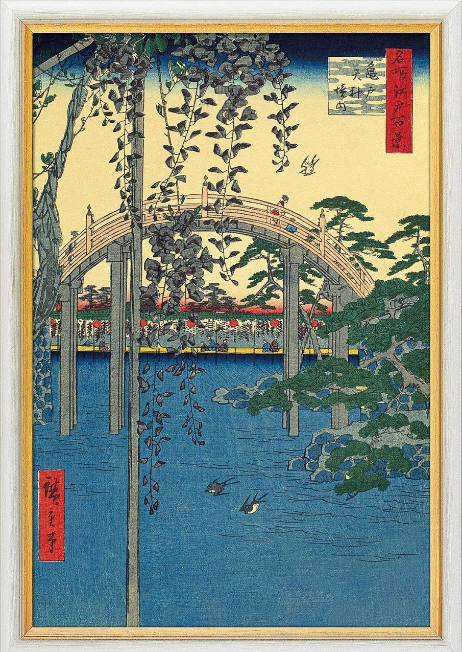 Ando Hiroshige Bild "Kameido Tenjin Schrein" (1856-1858), Gerahmt Asien