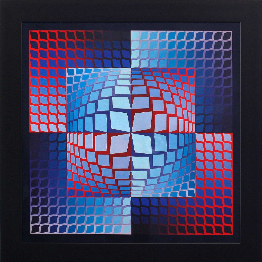 Victor Vasarely Bild "Quasar-Zett", Gerahmt Op-Art