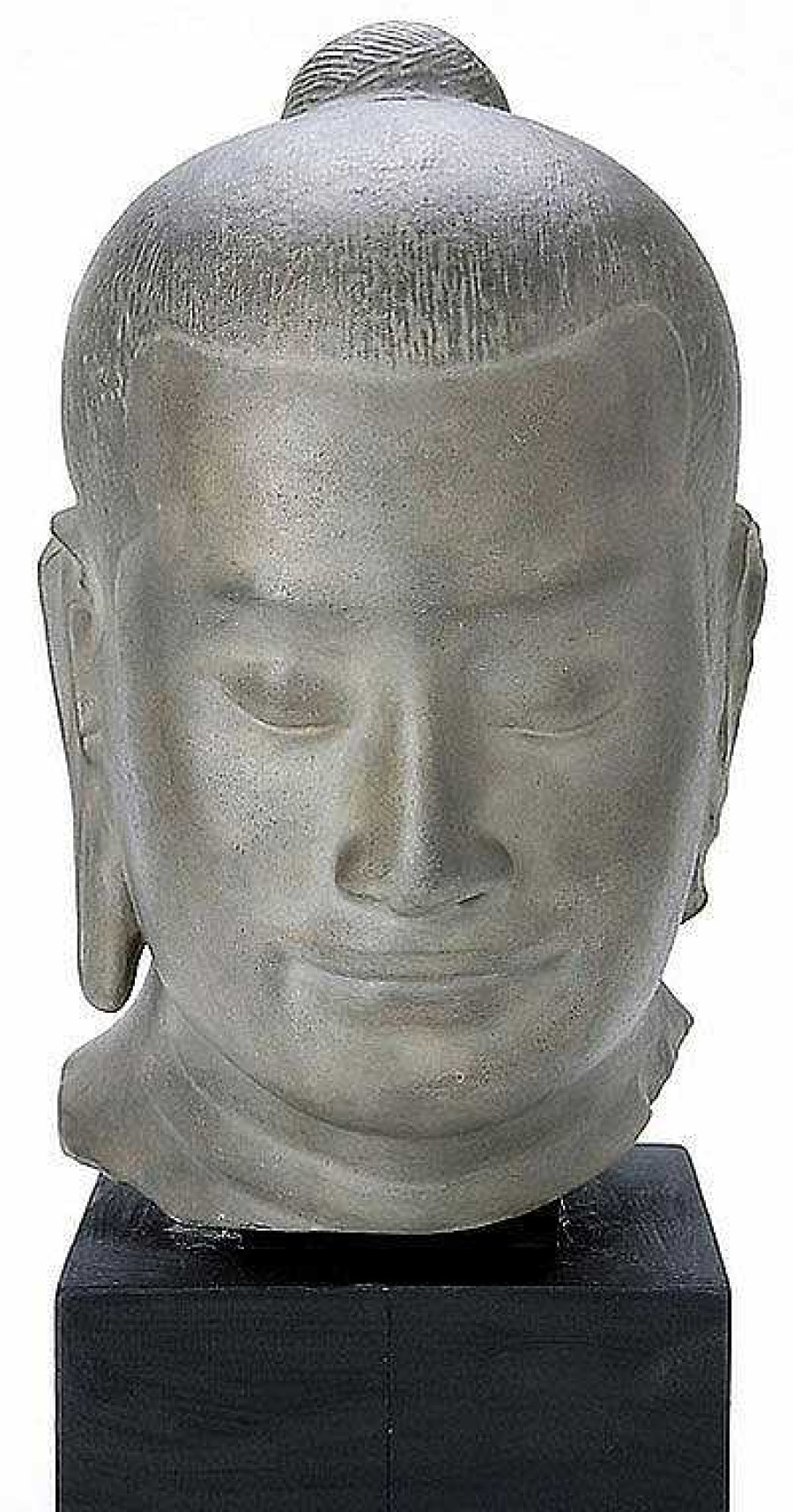 ars mundi Skulptur "Buddha Jayavarman Vii" (1181-1218), Kunstguss Auf Holzsockel Asien