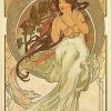 Alphonse Mucha Glasbild "Die Musik" (1898) Jugendstil / Art Deco