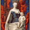 Jean Fouquet Bild "Madonna Umgeben Von Cherubim Und Seraphim" (Um 1450), Version Goldfarben Gerahmt Renaissance