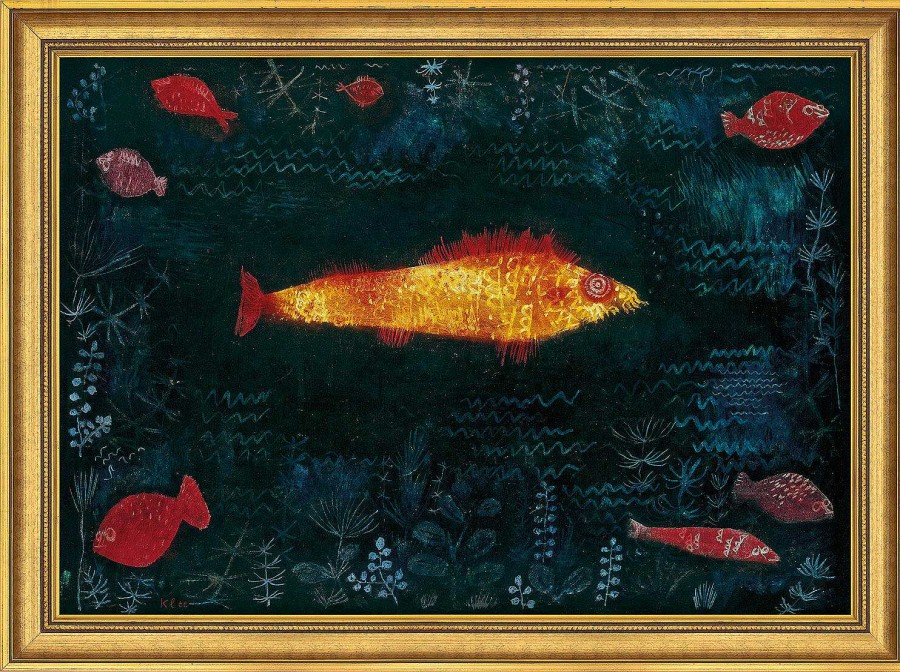 Paul Klee Bild "Der Goldene Fisch" (1925), Gerahmt Tierdarstellungen